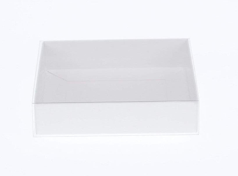 10 Pack of White Card Box - Clear Slide On Lid - 17 x 25 x 5cm -  Large Beauty Product Gift Giving Hamper Tray Merch Fashion Cake Sweets Xmas ShopFrenzy