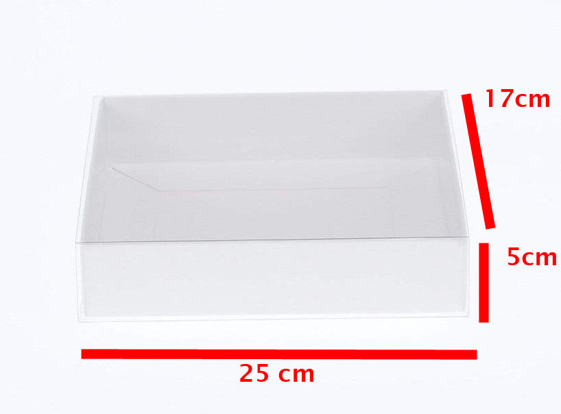 10 Pack of White Card Box - Clear Slide On Lid - 17 x 25 x 5cm -  Large Beauty Product Gift Giving Hamper Tray Merch Fashion Cake Sweets Xmas ShopFrenzy