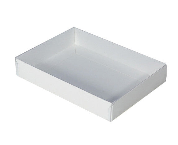 10 Pack of White Card Box - Clear Slide On Lid - 17 x 25 x 5cm -  Large Beauty Product Gift Giving Hamper Tray Merch Fashion Cake Sweets Xmas ShopFrenzy