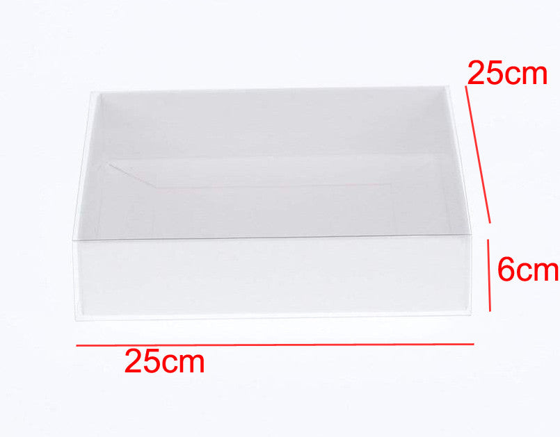 10 Pack of White Card Box - Clear Slide On Lid - 25 x 25 x 6cm - Large Beauty Product Gift Giving Hamper Tray Merch Fashion Cake Sweets Xmas ShopFrenzy