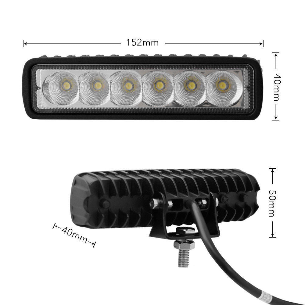 2 x 6inch 18W LED Work Light Bar Driving Lamp Flood Truck Offroad MINING UTE 4WD ShopFrenzy