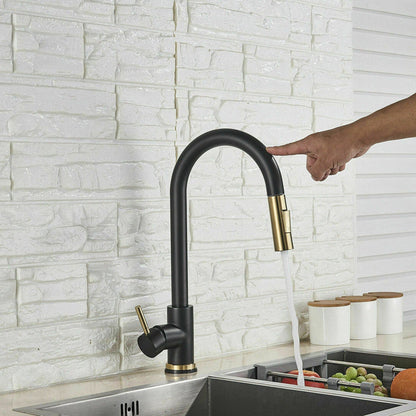 2023 Brushed Gold Spout Matte Black pull out with spray function kitchen mixer tap faucet ShopFrenzy