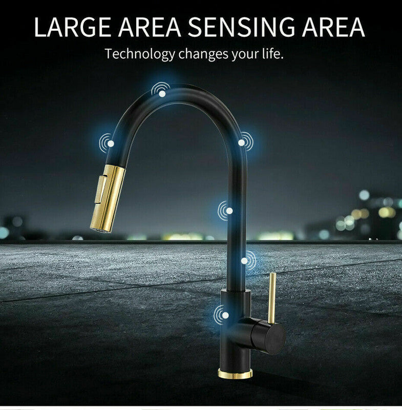 2023 Brushed Gold Spout Matte Black pull out with spray function kitchen mixer tap faucet ShopFrenzy