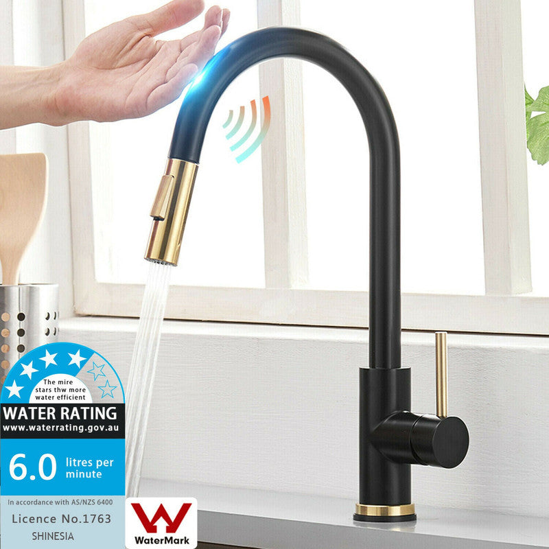 2023 Brushed Gold Spout Matte Black pull out with spray function kitchen mixer tap faucet ShopFrenzy