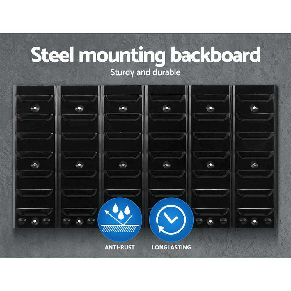 24 Bin Wall Mounted Rack Storage Tools Steel Board Organiser Work Bench Garage ShopFrenzy