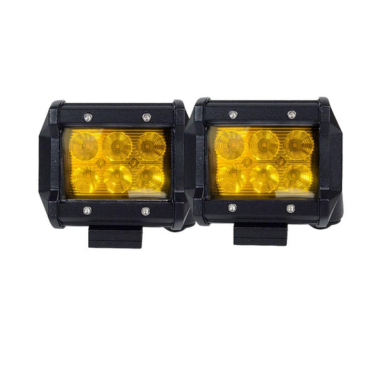 2x 4inch Flood LED Light Bar Offroad Boat Work Driving Fog Lamp Truck Yellow ShopFrenzy