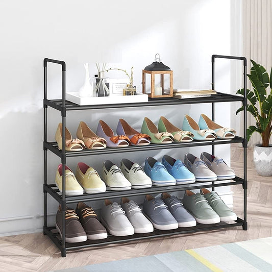 4-Tier Stainless Steel Shoe Rack Storage Organizer to Hold up to 20 Pairs of Shoes (80cm, Black) ShopFrenzy