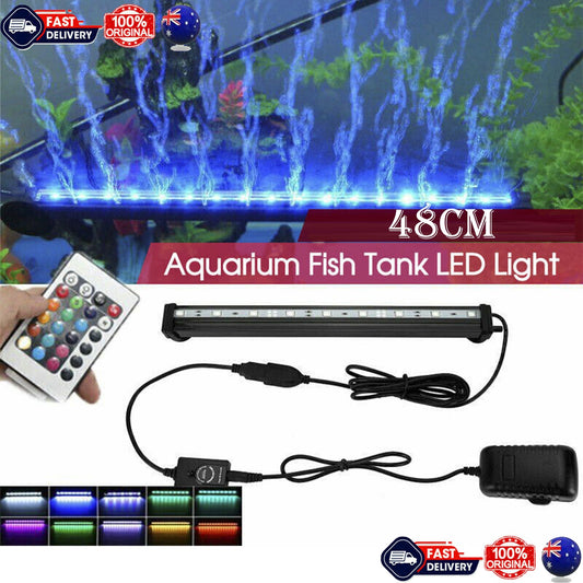 48cm LED Aquarium Lights Submersible Air Bubble RGB Light for Fish Tank Underwater ShopFrenzy