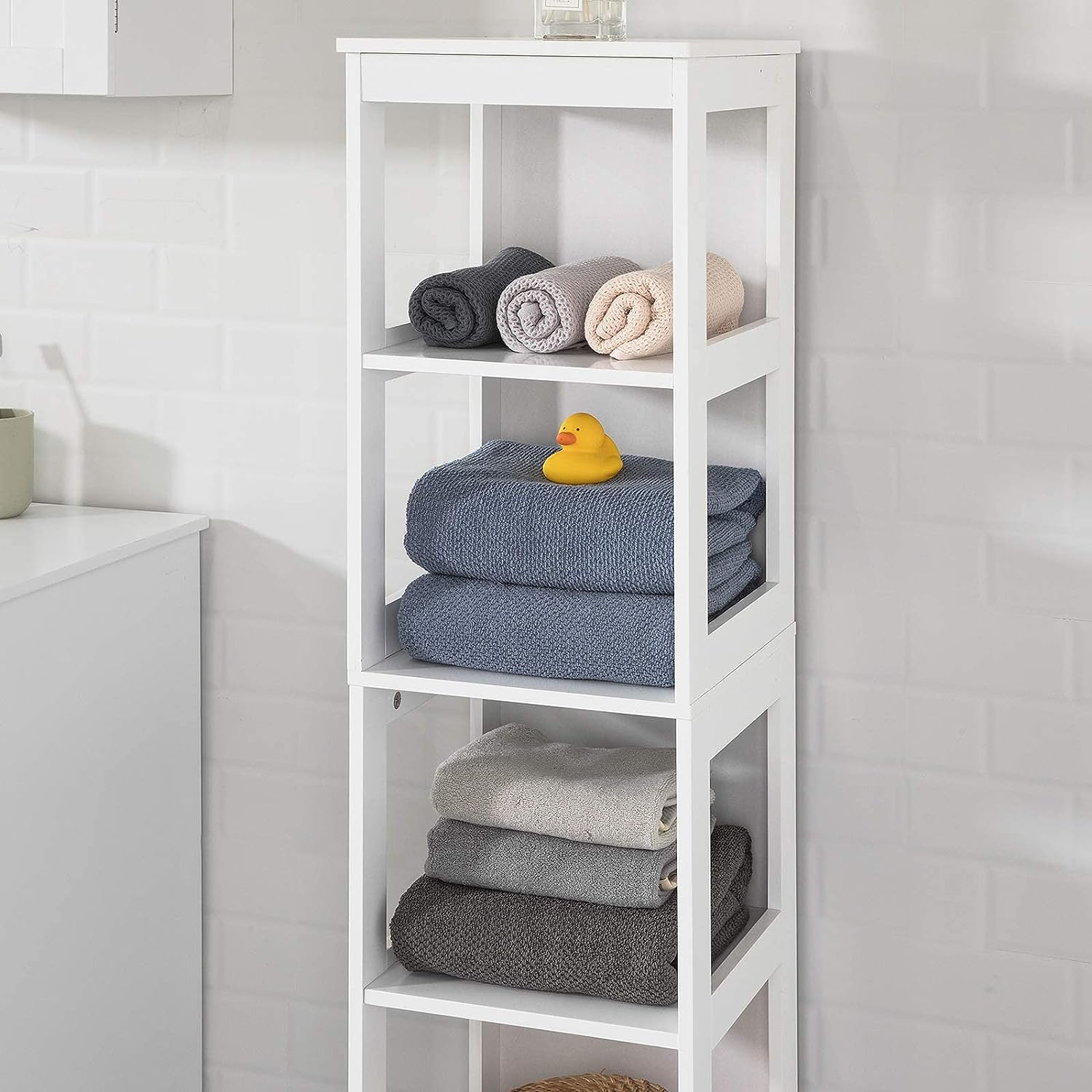 5 Tier Bathroom Shelf Cabinet, White ShopFrenzy