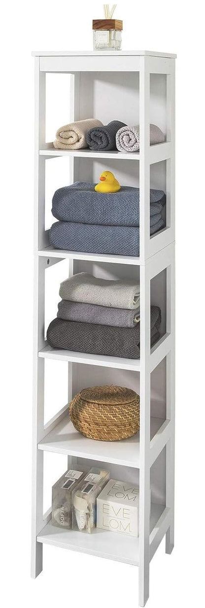 5 Tier Bathroom Shelf Cabinet, White ShopFrenzy