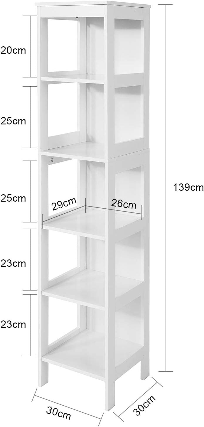 5 Tier Bathroom Shelf Cabinet, White ShopFrenzy