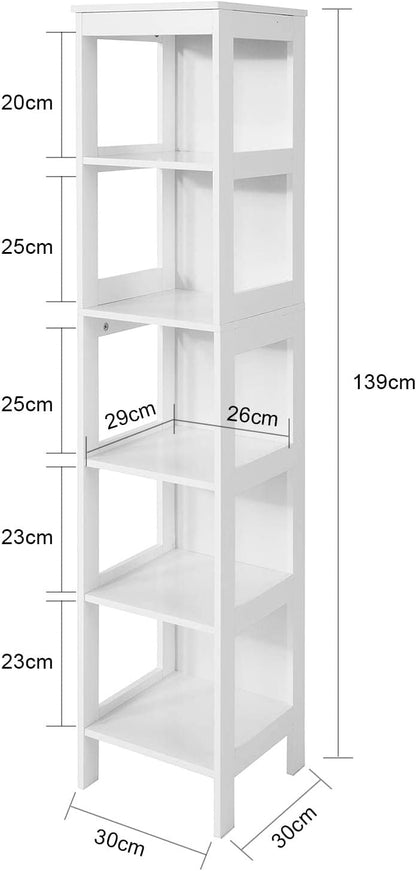 5 Tier Bathroom Shelf Cabinet, White ShopFrenzy