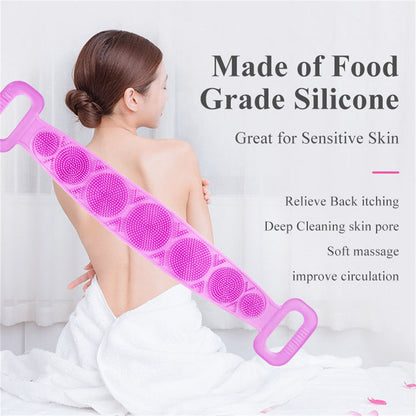 A+Living Silicone Back Scrub Strap with Towel and Brush for Shower Exfoliation Blue ShopFrenzy