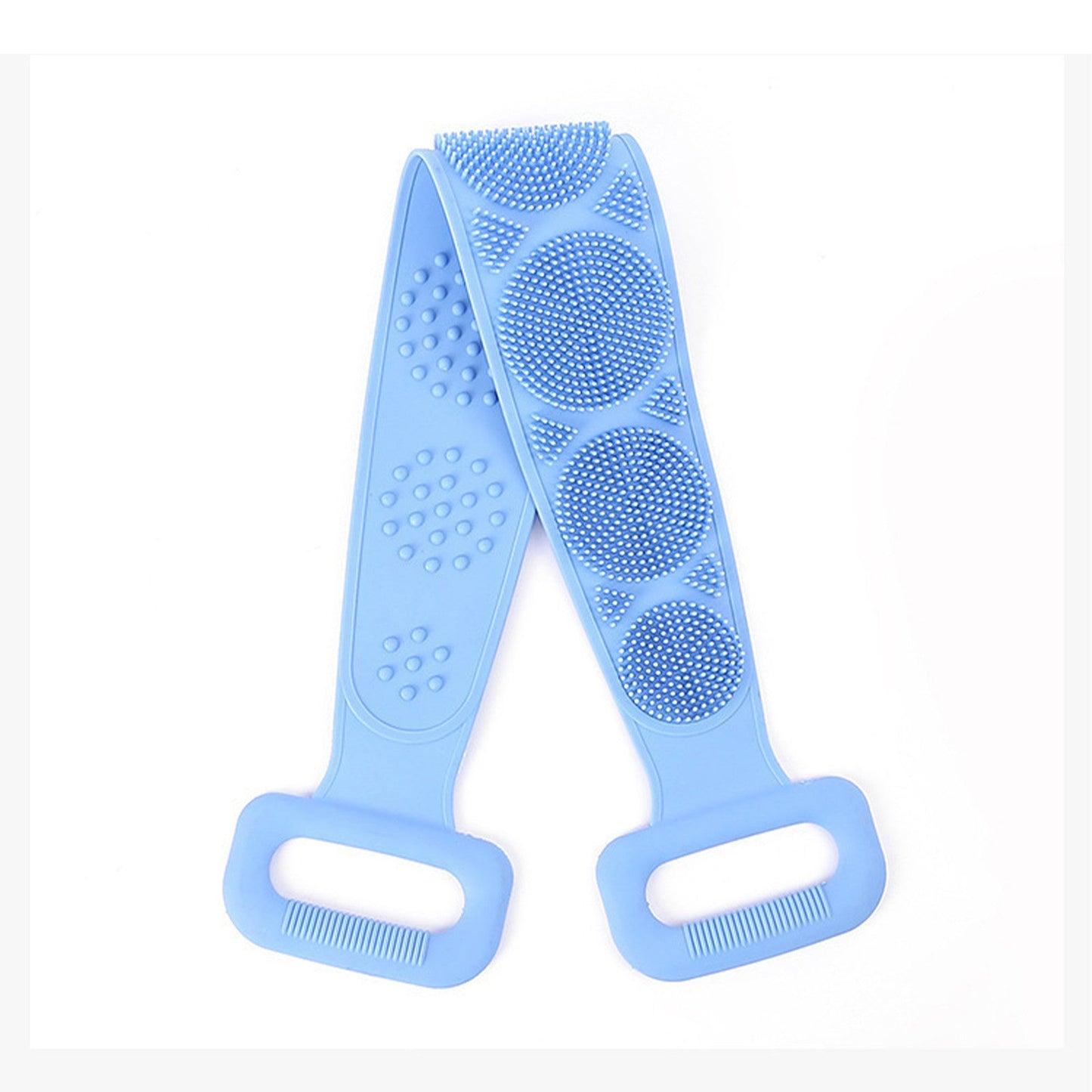 A+Living Silicone Back Scrub Strap with Towel and Brush for Shower Exfoliation Blue ShopFrenzy