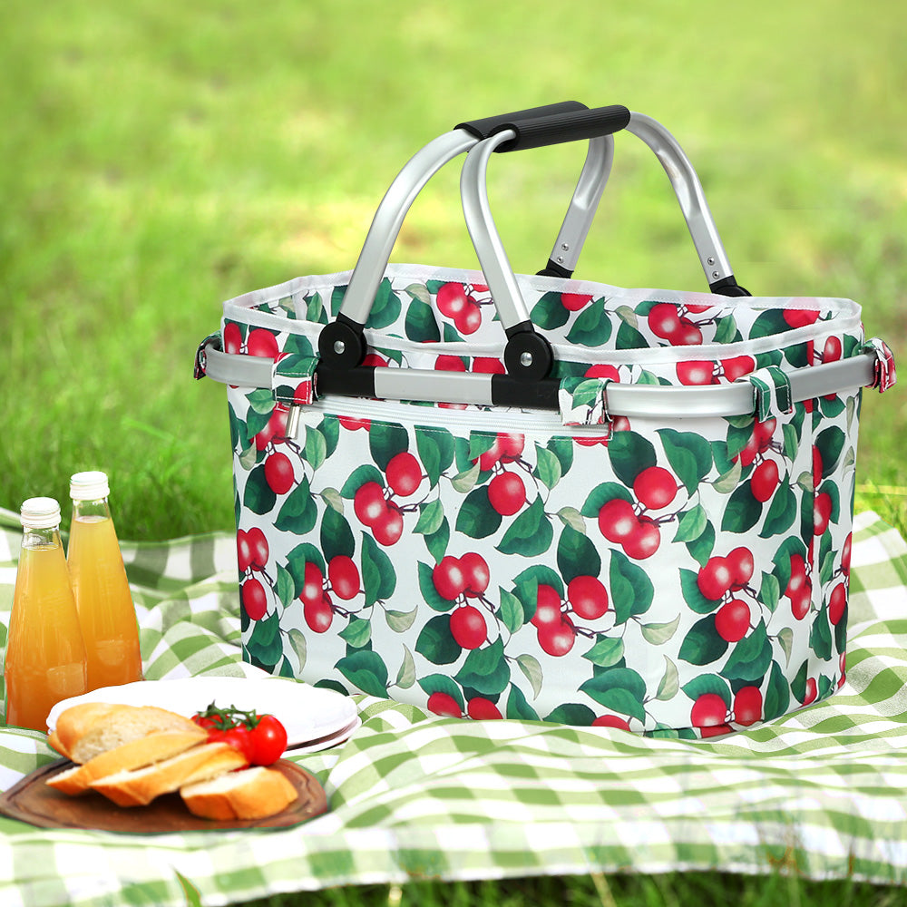 Alfresco Picnic Bag Basket Folding Hamper Camping Hiking Insulated Outdoor ShopFrenzy