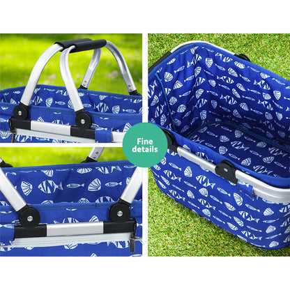 Alfresco Picnic Bag Basket FoldingHamper Camping Hiking Insulated ShopFrenzy