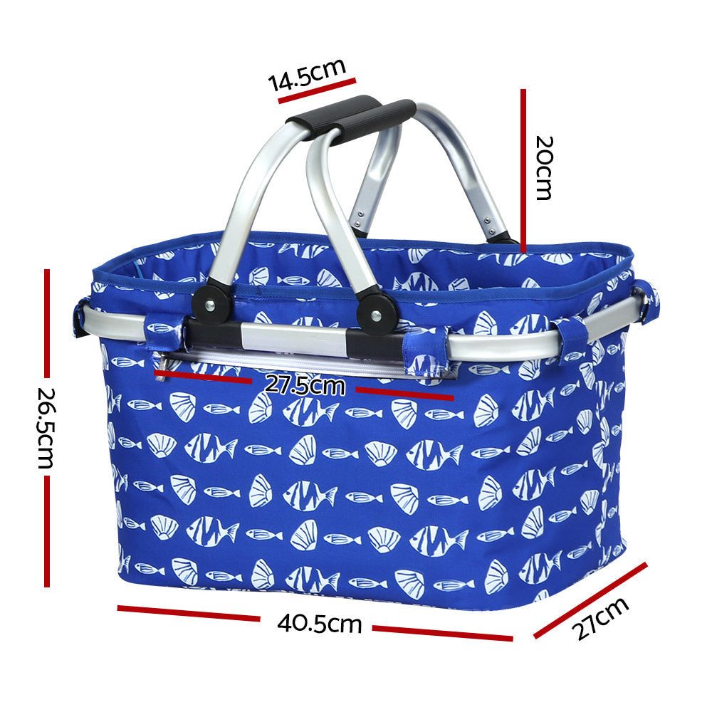 Alfresco Picnic Bag Basket FoldingHamper Camping Hiking Insulated ShopFrenzy