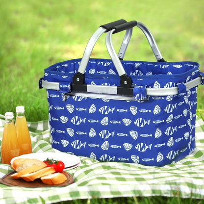 Alfresco Picnic Bag Basket FoldingHamper Camping Hiking Insulated ShopFrenzy