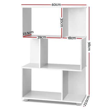 Artiss 3 Tier Zig Zag Bookshelf - White ShopFrenzy