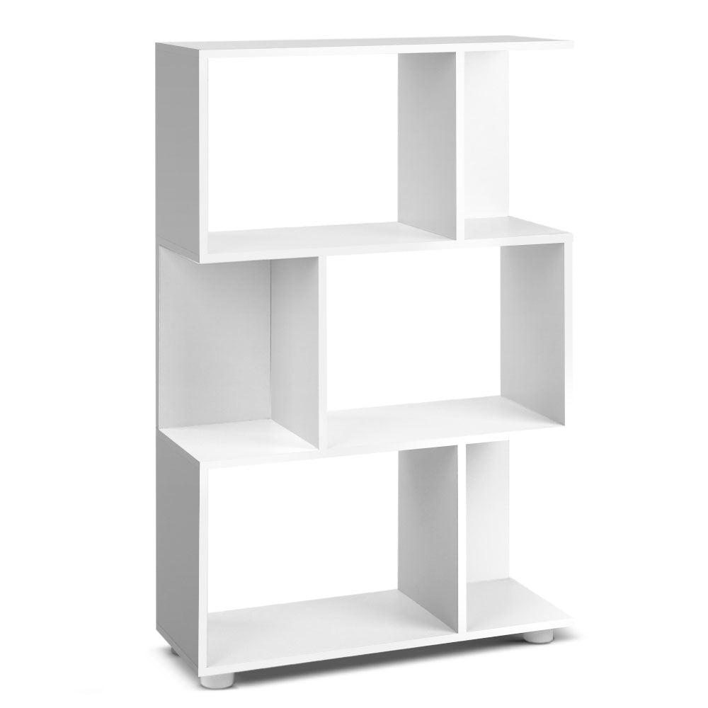 Artiss 3 Tier Zig Zag Bookshelf - White ShopFrenzy