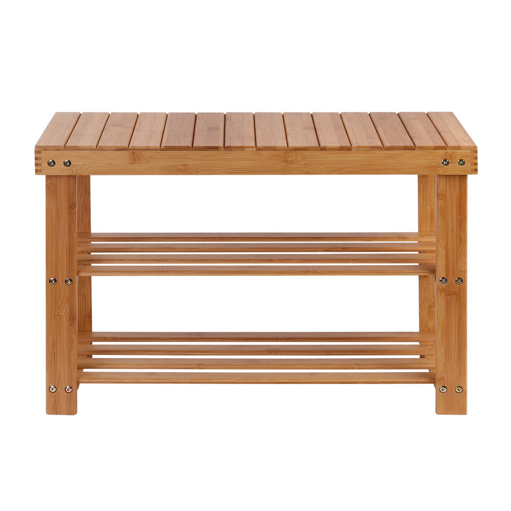 Artiss Bamboo Shoe Rack Wooden Seat Bench Organiser Shelf Stool ShopFrenzy