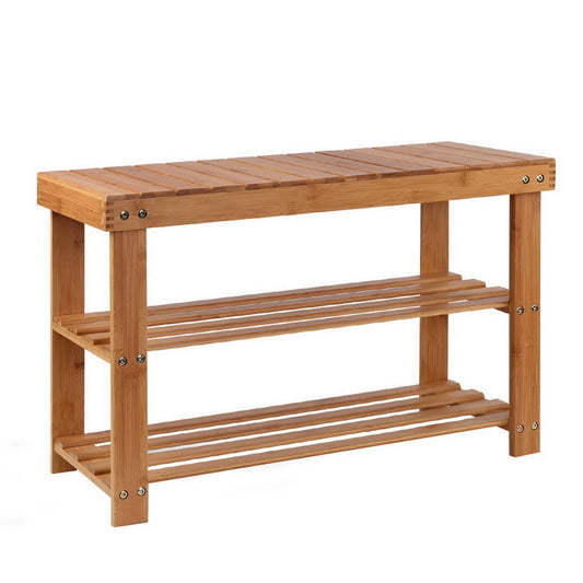 Artiss Bamboo Shoe Rack Wooden Seat Bench Organiser Shelf Stool ShopFrenzy