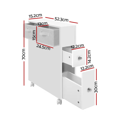 Artiss Bathroom Cabinet Toilet Storage Caddy Holder w/ Wheels ShopFrenzy