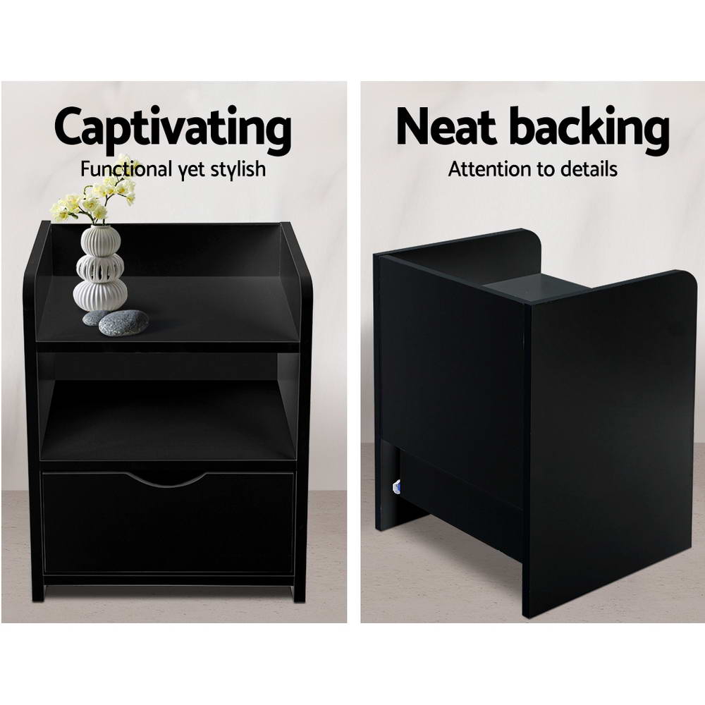 Artiss Bedside Table Drawer - Black ShopFrenzy