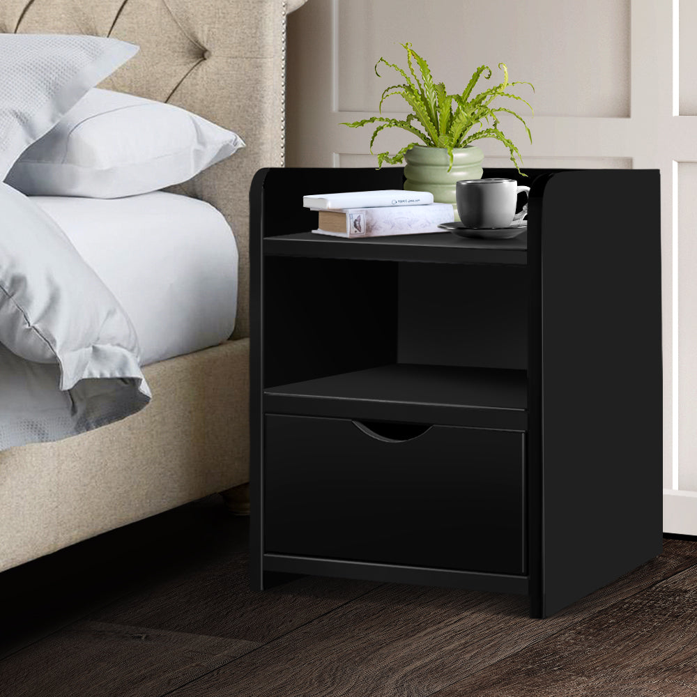 Artiss Bedside Table Drawer - Black ShopFrenzy