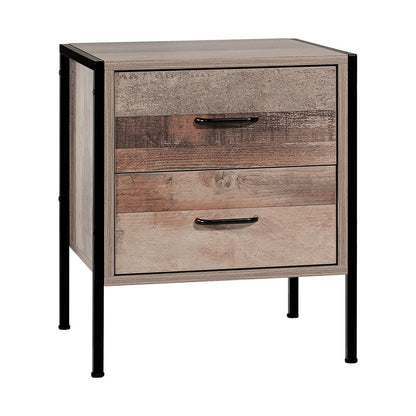 Artiss Bedside Table Drawers Nightstand Metal Oak ShopFrenzy