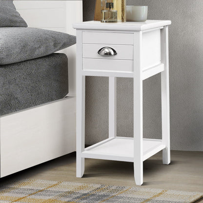 Artiss Bedside Table Nightstand Drawer Storage Cabinet Lamp Side Shelf White ShopFrenzy