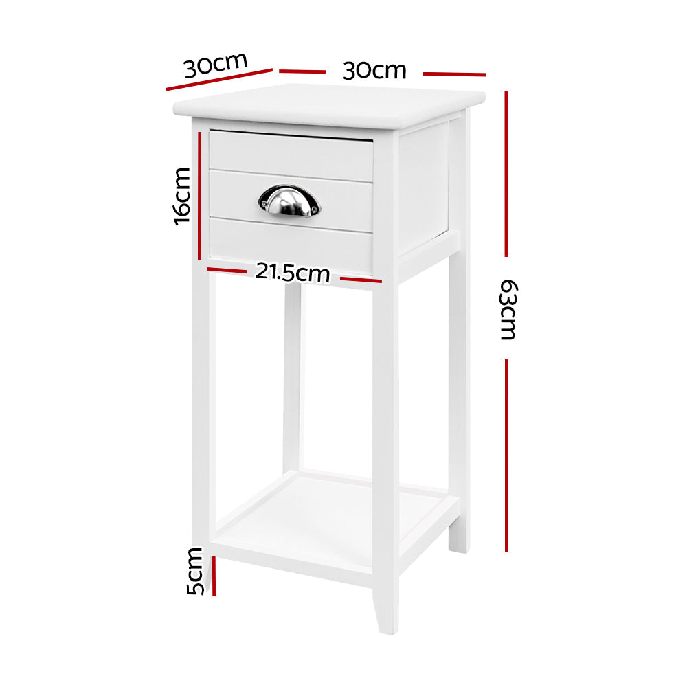 Artiss Bedside Table Nightstand Drawer Storage Cabinet Lamp Side Shelf White ShopFrenzy