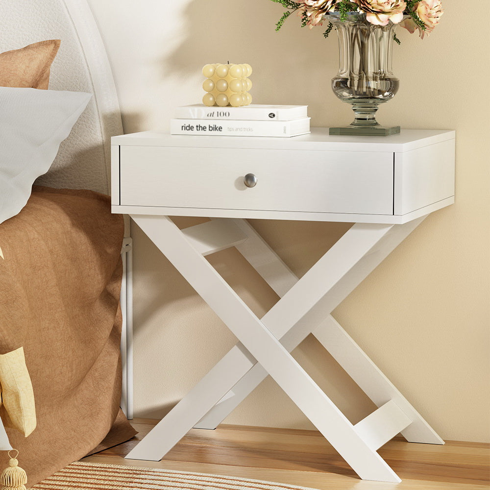 Artiss Bedside Table Side End Table Drawers Nightstand Bedroom Storage White ShopFrenzy