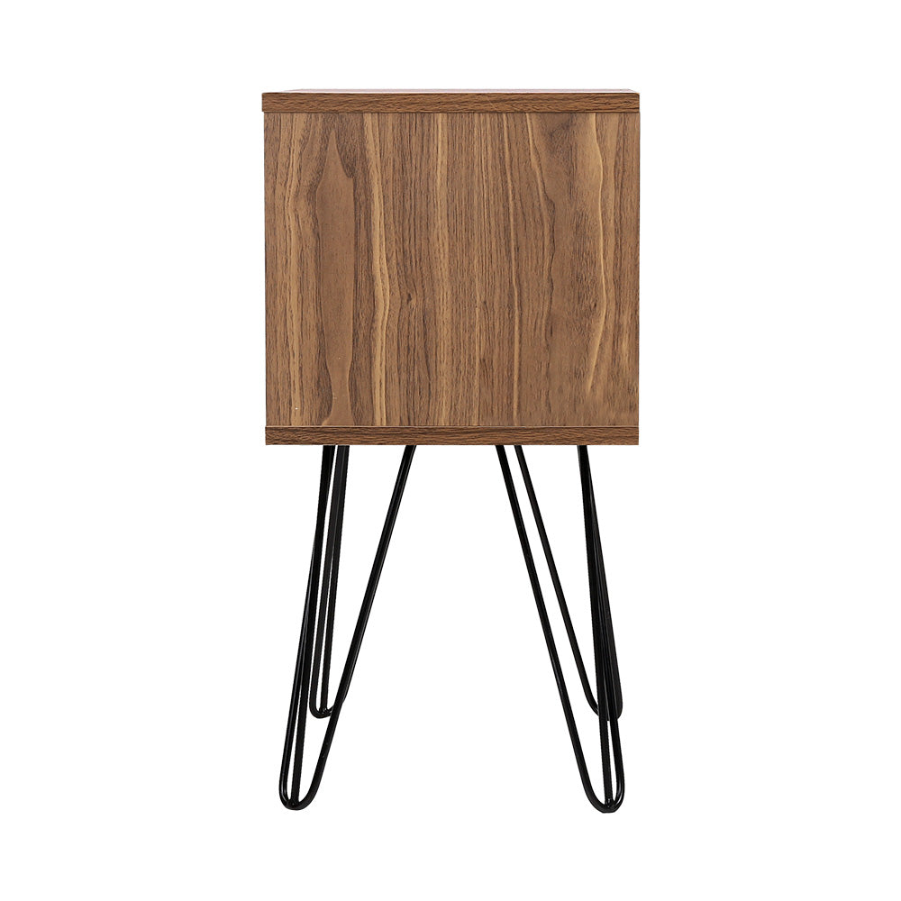 Artiss Bedside Table with Drawer - Grey & Walnut ShopFrenzy