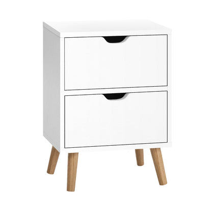 Artiss Bedside Tables Drawers Side Table Nightstand White Storage Cabinet Wood ShopFrenzy