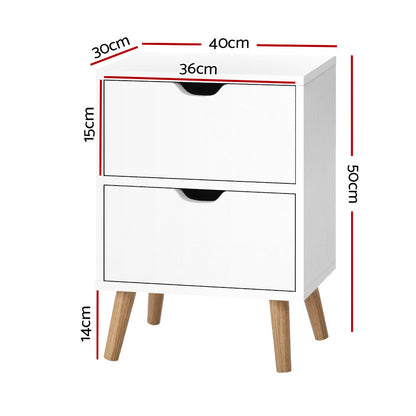 Artiss Bedside Tables Drawers Side Table Nightstand White Storage Cabinet Wood ShopFrenzy