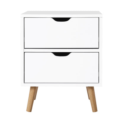 Artiss Bedside Tables Drawers Side Table Nightstand White Storage Cabinet Wood ShopFrenzy