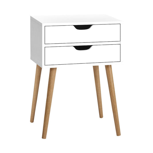 Artiss Bedside Tables Drawers Side Table Nightstand Wood Storage Cabinet White ShopFrenzy