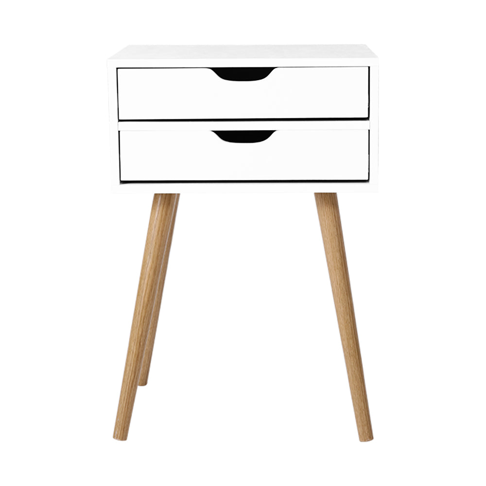 Artiss Bedside Tables Drawers Side Table Nightstand Wood Storage Cabinet White ShopFrenzy