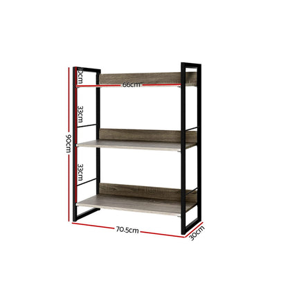 Artiss Bookshelf Display Shelves Metal Bookcase Wooden Book Shelf Wall Storage ShopFrenzy