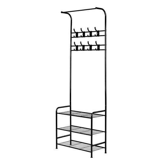 Artiss Clothes Rack Coat Stand Garment Portable Hanger Airer Organiser Shoe Storage Metal Black ShopFrenzy