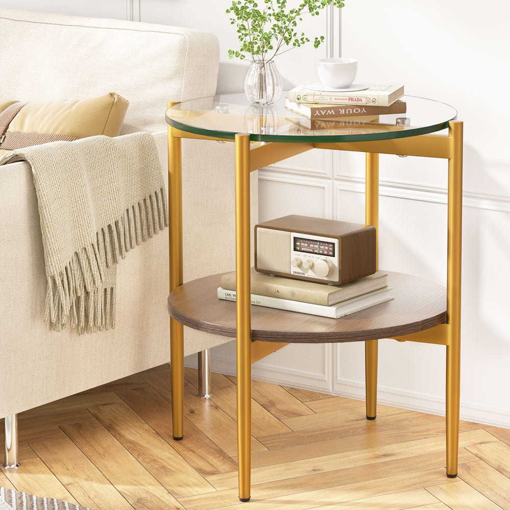 Artiss Coffee Table Side Table Laptop Desk Bedside Sofa Glass Table Metal Frame ShopFrenzy