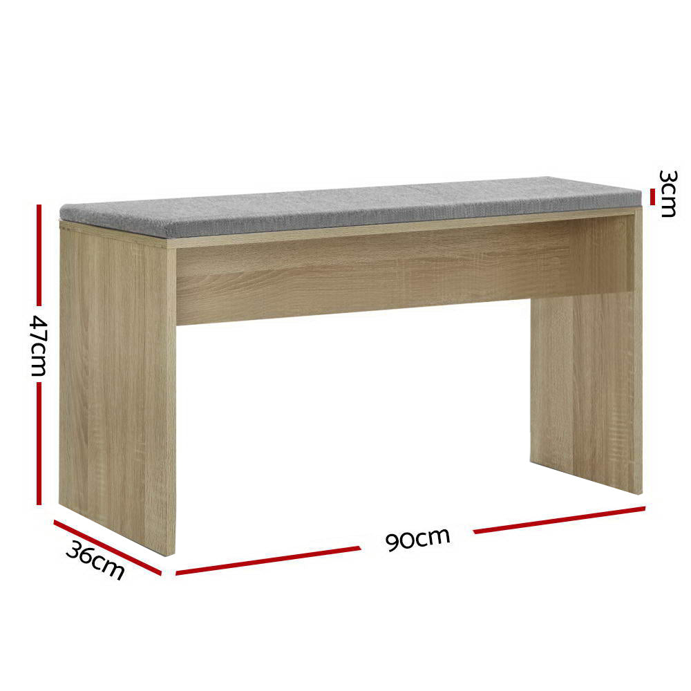 Artiss Dining Bench NATU Upholstery Seat Stool Chair Cushion Kitchen Furniture Oak 90cm ShopFrenzy