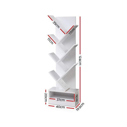 Artiss Display Shelf 7-Shelf Tree Bookshelf Book Storage Rack Bookcase White ShopFrenzy