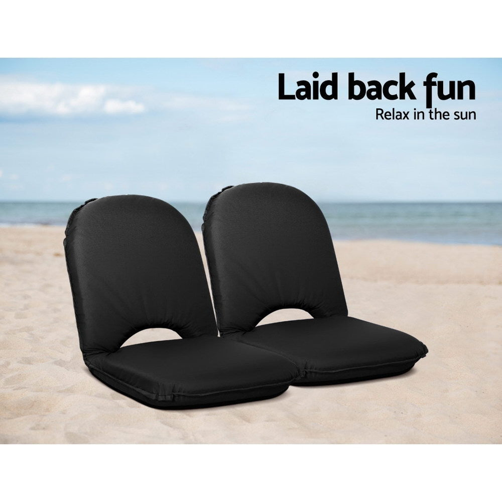 Artiss Foldable Beach Sun Picnic Seat - Black ShopFrenzy