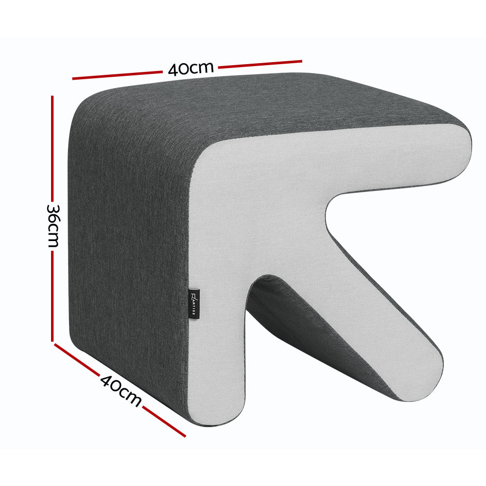 Artiss Ottoman Foot Stool Fabric Foot Rest Footstool Padded Seat Kids Grey ShopFrenzy