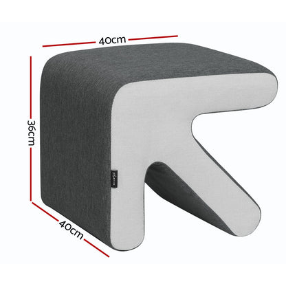 Artiss Ottoman Foot Stool Fabric Foot Rest Footstool Padded Seat Kids Grey ShopFrenzy