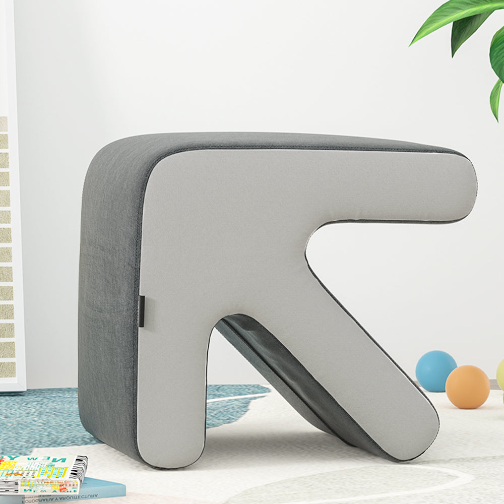 Artiss Ottoman Foot Stool Fabric Foot Rest Footstool Padded Seat Kids Grey ShopFrenzy