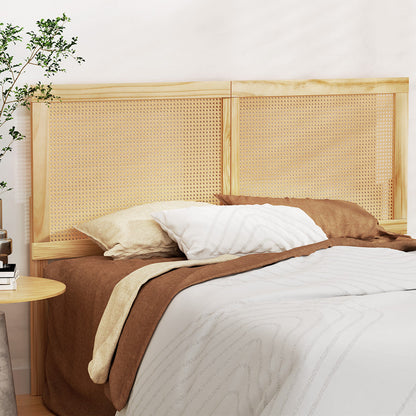 Artiss Rattan Bed Frame Queen Size Bed Head Headboard Bedhead Base RIBO Pine ShopFrenzy