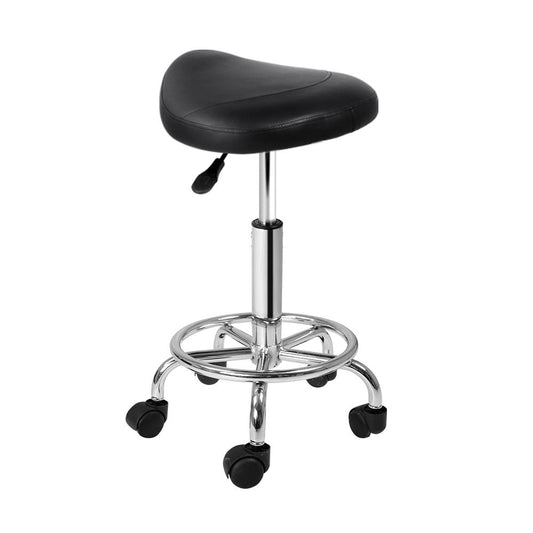 Artiss Saddle Salon Stool Black PU Swivel Barber Hair Dress Chair Hydraulic Lift ShopFrenzy